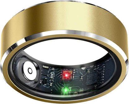 Smart Health Tracking Ring with Sleep Monitoring, Heart Rate Functionality, Waterproof Design, Activity Tracking, Air Gesture Control, 7-Day Battery Life, Compatible with iOS and Android (Light Gold, Size #12)