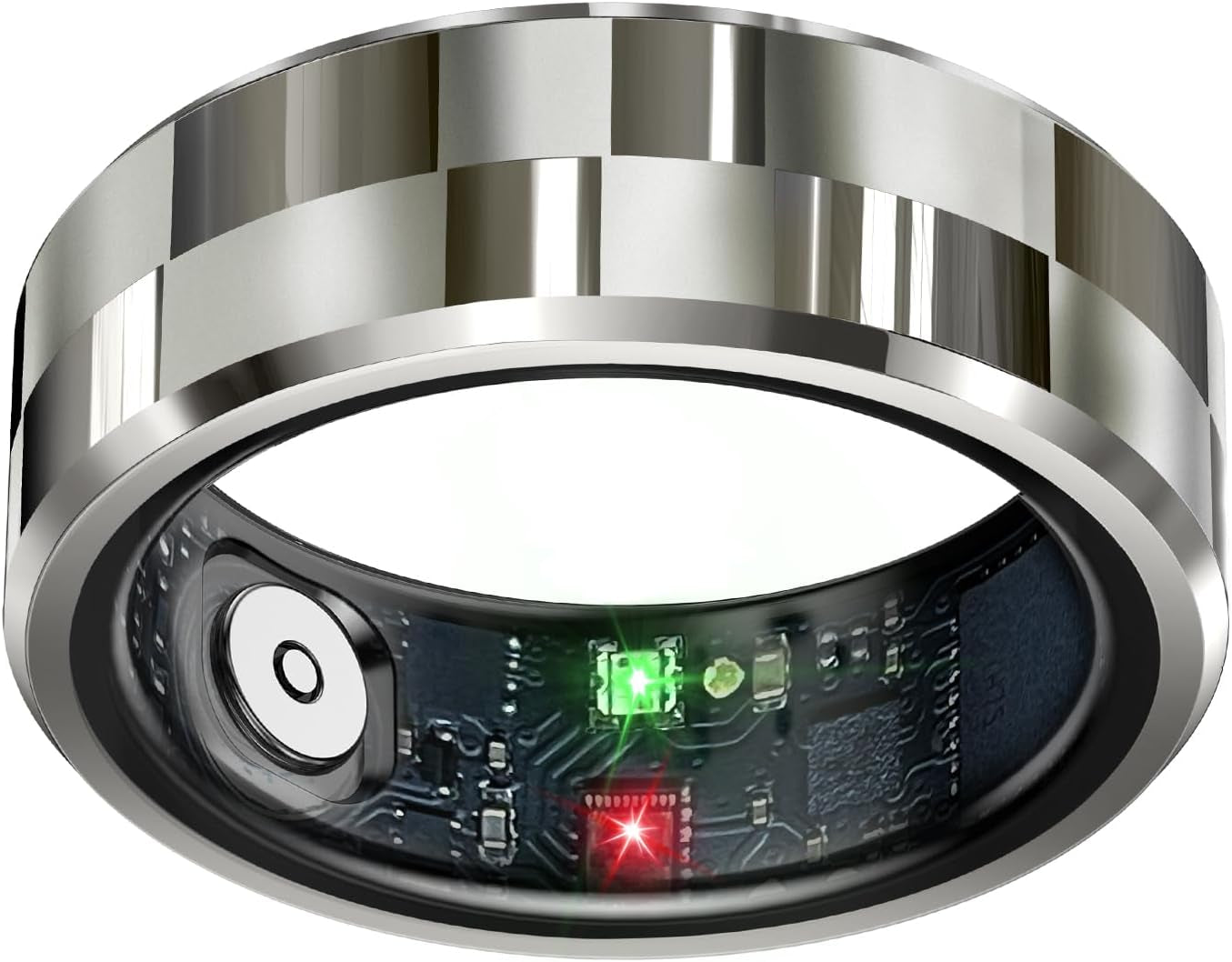 Smart Health Tracking Ring with Sleep Monitoring, Heart Rate Measurement, Waterproof Fitness Features, Activity Tracking, Air Gesture Control, Up to 7-Day Battery Life, Compatible with iOS and Android (Stylish Silver #8)