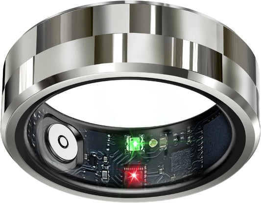 Smart Health Tracking Ring with Sleep Monitoring, Heart Rate Measurement, Waterproof Fitness Features, Activity Tracking, Air Gesture Control, Up to 7-Day Battery Life, Compatible with iOS and Android (Stylish Silver #8)