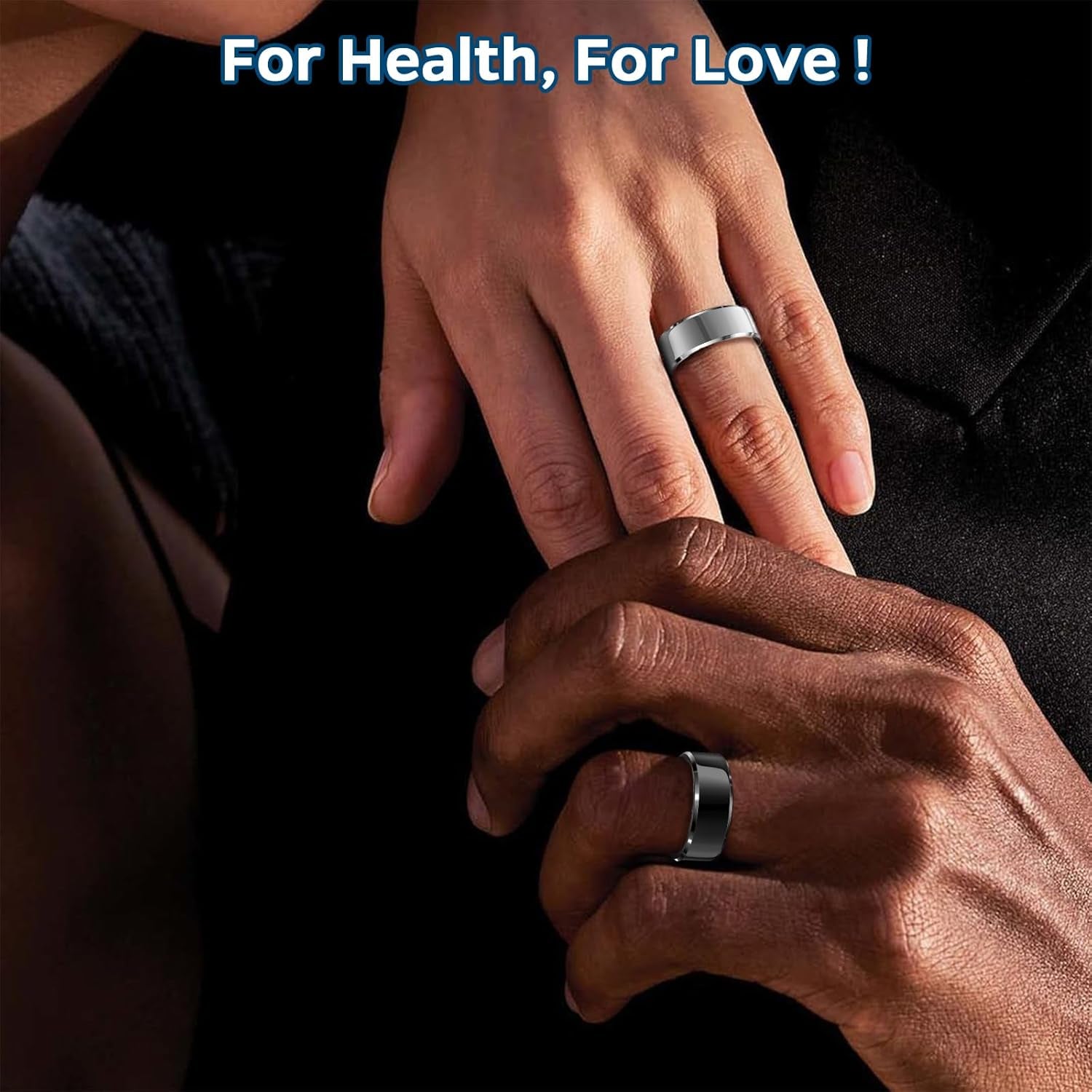 Smart Health Monitoring Ring with Sleep Tracking, Heart Rate Monitoring, Waterproof Design, Activity Tracking (Steps, Distance, Calories), Air Gesture Control, Up to 7-Day Battery Life, Compatible with iOS and Android (Black, Size #10)