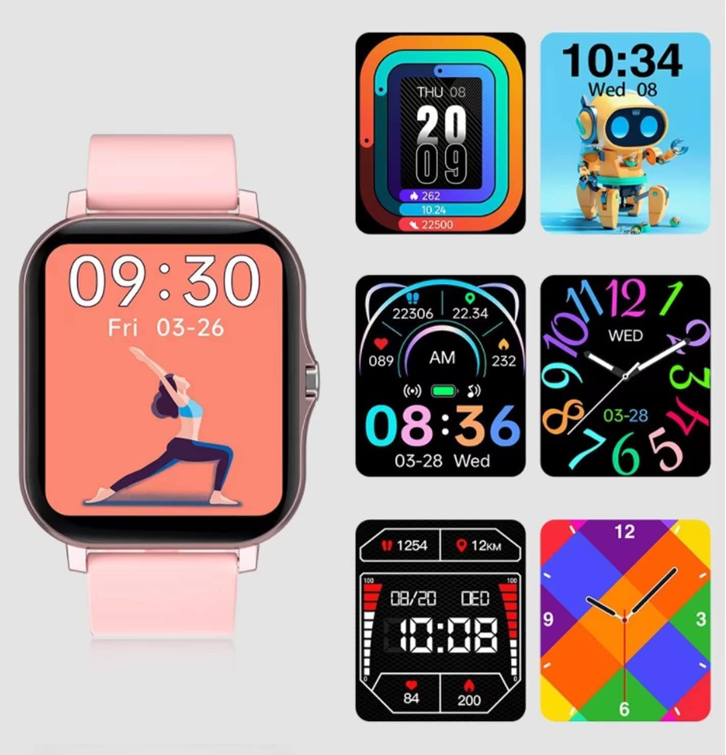 Smart Fitness Tracker Watch for Android/iOS - IP68 Waterproof, Heart Rate and Blood Oxygen Monitoring, Sleep Tracking, 8 Sports Modes, Breath Training, Weather Updates - 1.69-Inch Display for Men and Women (Rose Gold)