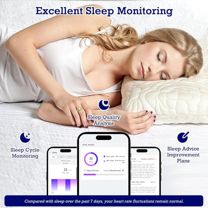 Smart Health Tracking Ring with Sleep Monitoring, Heart Rate Functionality, Waterproof Design, Activity Tracking, Air Gesture Control, 7-Day Battery Life, Compatible with iOS and Android (Light Gold, Size #12)