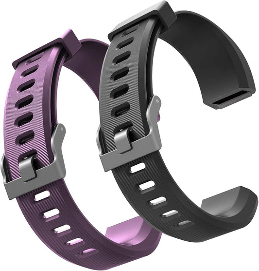 ID115Plus HR Very Fit Pro Replacement Strap for Veryfitpro, Letscom, and Lintelek Fitness Trackers - Purple and Black