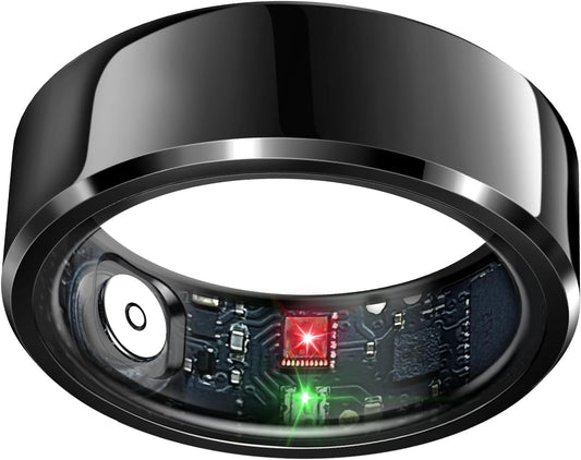 Smart Health Monitoring Ring with Sleep Tracking, Heart Rate Monitoring, Waterproof Design, Activity Tracking (Steps, Distance, Calories), Air Gesture Control, Up to 7-Day Battery Life, Compatible with iOS and Android (Black, Size #10)